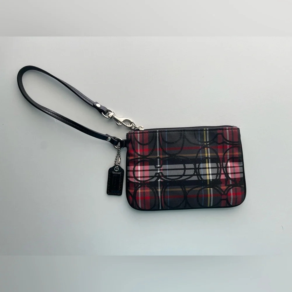 Coach Poppy Signature Tartan Plaid Wristlet